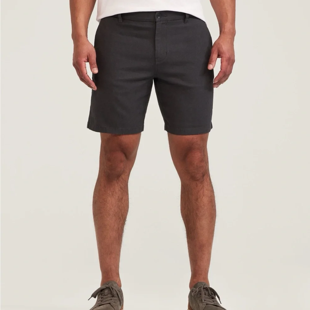 Sz 32 chino Denver Hayes Men's 8 Inch Linen Stretch Short Men's black Shorts - Picture 1 of 15